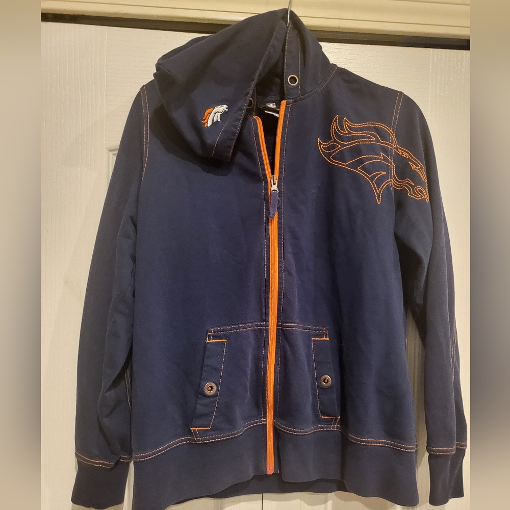 Denver Broncos NFL full zip light weight  Embroidered  hoodie